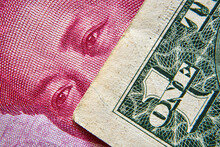 Banknot Chiński ,100 Juanów I 1 Dolar USA ,  Chinese Banknote, 100 Yuan And 1 US Dollar