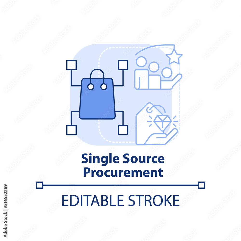 Single source procurement light blue concept icon. Purchasing strategy ...
