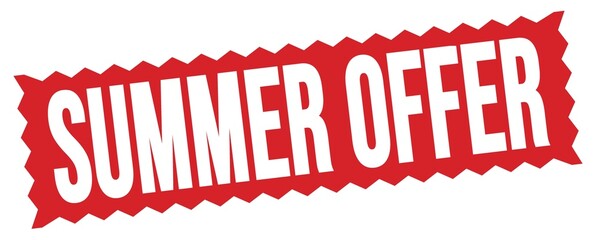 SUMMER OFFER text written on red stamp sign.