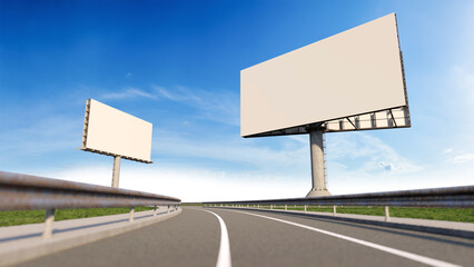 Mockup image of 3d rendering billboard beside highway.