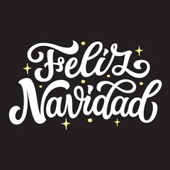 Wall Mural - Feliz Navidad, hand lettering poster, vector typography