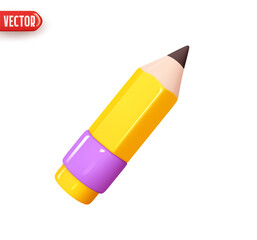 Wall Mural - wooden pencil. marker for drawing. realistic 3d design element in plastic cartoon style. icon isolat