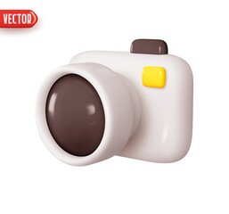 Wall Mural - photo camera. modern digital slr photo video camera. realistic 3d design element in plastic cartoon 