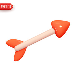 Wall Mural - arrow from bow with red tip. realistic 3d design element in plastic cartoon style. icon isolated on 