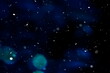 festive blue blurred bokeh light   soft snow flakes winter holiday defocus  background banner  template copy space