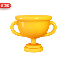 Wall Mural - golden cup. victory sports cup for achievement. realistic 3d design element in plastic cartoon style