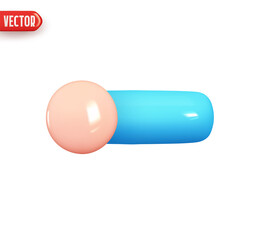 Wall Mural - Scroll bar control button regulator on off. Realistic 3d design element In plastic cartoon style. Icon isolated on white background. Vector illustration