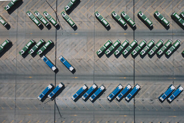 Aerial View of the bus parking