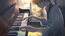 ピアノを弾く男性,イラスト