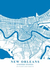 Wall Mural - New Orleans - Us  Spring Plane Map