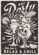 Summer party poster vintage monochrome