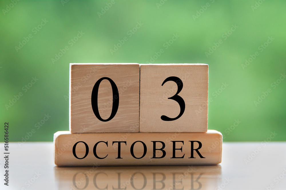 Photo Stock October 3 calendar date text on wooden blocks with copy space for ideas. Copy space and calendar concept | Adobe Stock