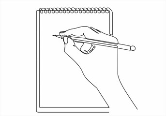 Single continuous line drawing of hand gesture on notepad. Business to do list concept one line draw design illustration