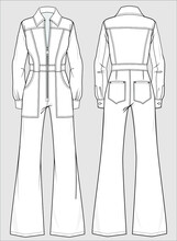  JUMPSUIT WITH POCKETS FOR WOMEN IN VECTOR FILE
