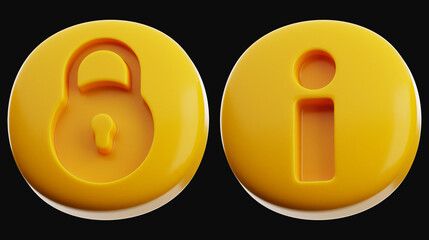 Premium gold mobile game button set 3d rendering on isolated background