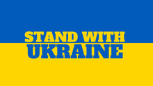 Flag of Ukraine with slogan 
