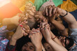 © PintoArt - united hands of multiracial people, anti-racism concept