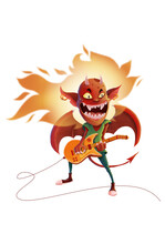Funny Demon Playing Electric Guitar