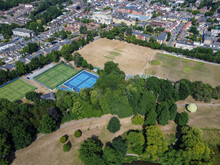 Aerial View Of Barcley Park, Football Pitches, Tennis Courts And Hoddesdon Town