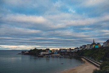 Wall Mural - panorama of tenby at sunset