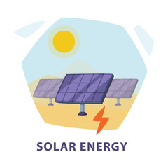 Sticker - Natural Resource with Solar Energy Battery Panel Hexagonal Shape Picture Vector Illustration