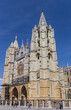 Facade and towers of the cathedral in Leon, Spain