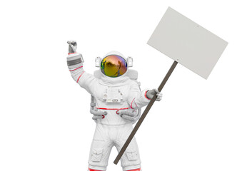 Wall Mural - astronaut is protesting in white background