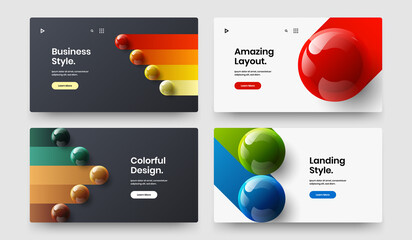 Original annual report vector design template bundle. Colorful 3D balls magazine cover concept collection.