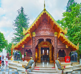 Wall Mural - The outstanding facade of Vihara, Wat Phra That Doi Suthep temple, Chiang Mai, Thailand