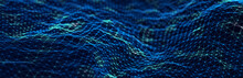 Big Data Stream. Information Technology Background. The Dynamic Wave Background Consisting Of Dots. 3d Rendering