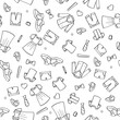 Hand drawn doodle seamless pattern with childish clothes