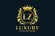 Initial LZ Letter Royal Luxury Logo template in vector art for luxurious branding projects and other vector illustration.