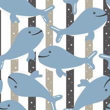 Seamless Pattern With Cute Sea Animals