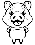 Fototapeta Pokój dzieciecy - Cartoon illustration of Funny Piglets standing and smile, best for sticker, mascot, and coloring book for kids
