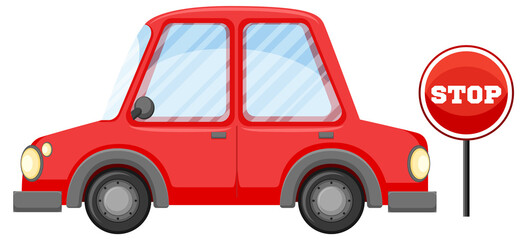 Poster - Isolated car in cartoon style