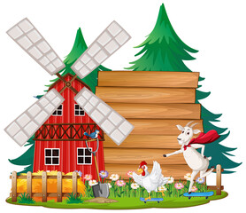 Wall Mural - Empty banner template with farm animals