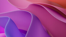 Modern, Pink And Violet Surfaces With Ripples. Abstract 3D Background.