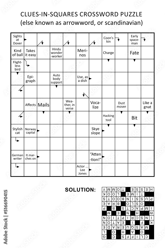 „Cluesinsquares crossword puzzle, or arrow word