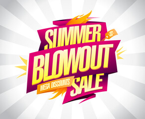 Wall Mural - Summer blowout sale, mega discounts, vector advertising web banner