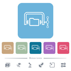 Poster - Folder compression outline flat icons on color rounded square backgrounds