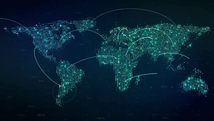 Wall Mural - global internet connection on digital earth map, modern world data connectivity technology concept, 