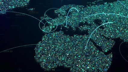 Wall Mural - global internet connection on digital earth map, modern world data connectivity technology concept, 