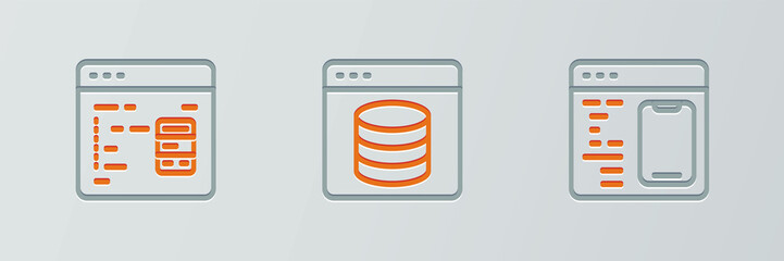Set line Software, and Server, Data, Web Hosting icon. Vector