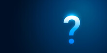 White Question Mark Sign On Punctuation Blue Background With Abstract Symbol Concept Or Faq Icon Problem Ask Answer Solution Message And Help Support Customer Service Information Confusion Element.