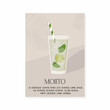 © millering - Mojito Cocktail recipe with lime slice, ice and mint leaves. Summer aperitif with rum, lime juice and soda. Alcoholic beverage garnished with mint sprig. Minimalistic print. Vector flat illustration.