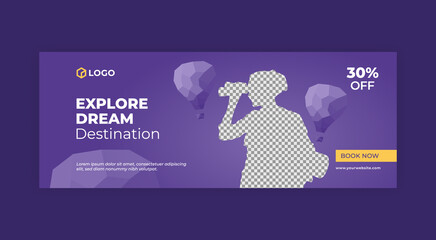 Wall Mural - Facebook cover social media web banner for travel design template