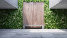 Concrete Architecture, Vertical Garden Wall And Bench