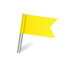 Wall Mural - Yellow flag map pin isolated on a white background