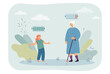 © SurfupVector - Little girl and elderly woman flat vector illustration. Low battery level above old lady and full battery level above kid. Ageing concept for banner, website design or landing web page