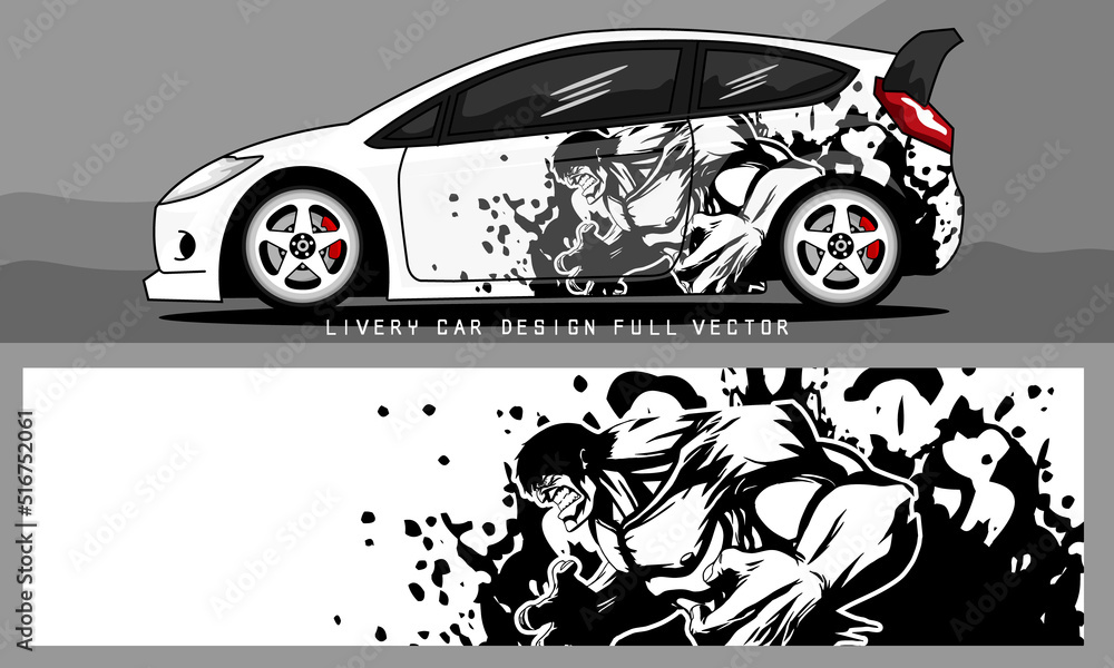 Stock Vektorgrafik car livery graphic vector. abstract grunge background design for vehicle vinyl wrap and car branding Adobe Stock